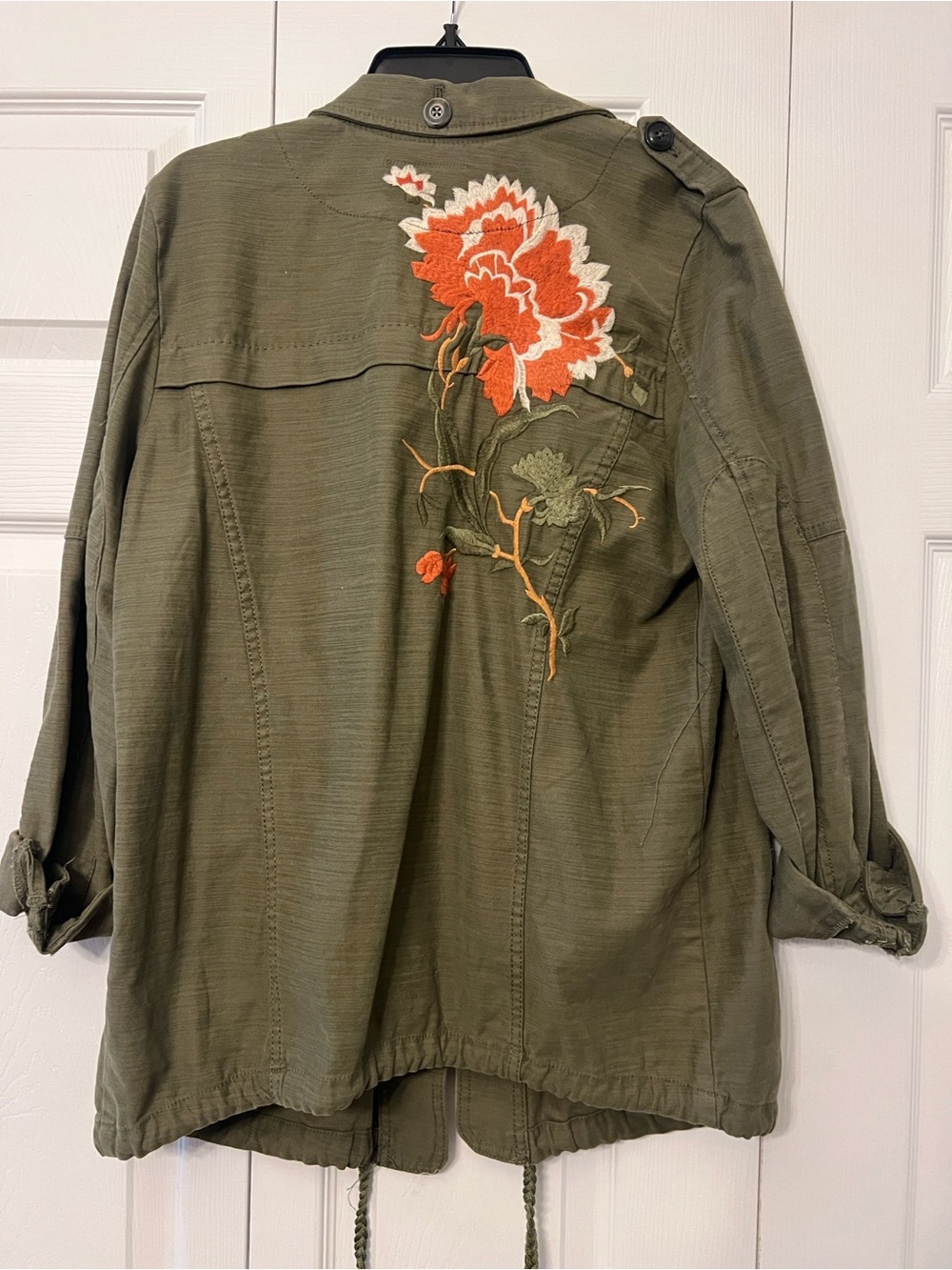 Embroidered Olive Green Utility Jacket - Anthropologie - Picture 6 of 6